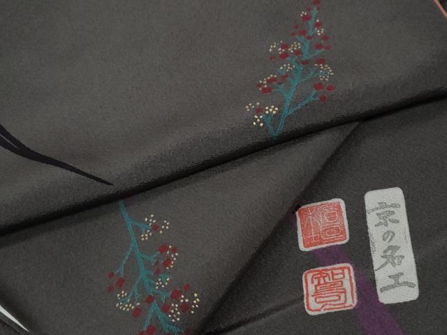 平和屋着物●京の名工　雛屋友禅　稲垣智司　小紋　枝花文　金彩　正絹　逸品　CABE2006yc｜平和屋