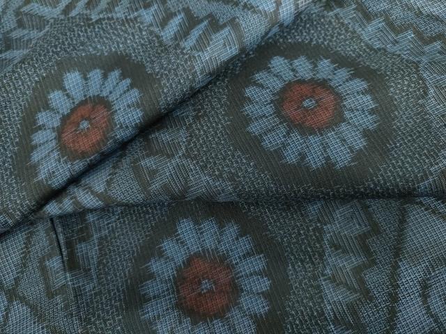 平和屋着物●本場大島紬 割込み絣 花菱文 正絹 逸品 AABI0019cs|平和屋