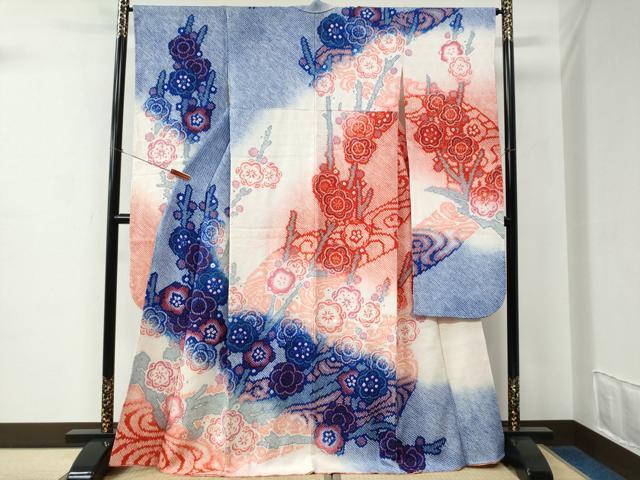 平和屋着物●豪華振袖　総絞り　流水枝梅文　暈し染め　正絹　逸品　CABE2028yc｜平和屋