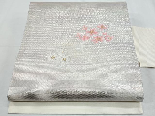 長閑やかさ屋御召しもの＊夏物 九寸名古屋帯 枝花文 現ナマ糸 正絹 珠玉 CABH8263fb