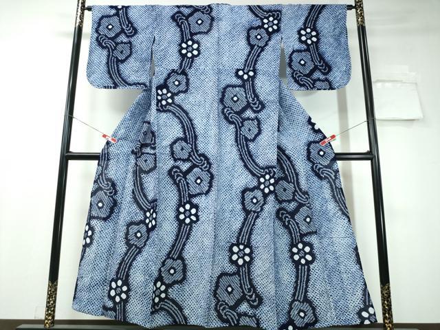 平和屋着物∴夏物 浴衣 有松鳴海絞り 立波舞花文 綿 逸品 CAAW1071ng