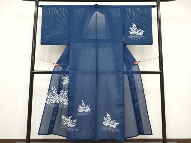 長閑やかさ屋お召しもの＊夏物 短い訪問着 絽 枝葉文 洗えるお召しもの CABG3299tx