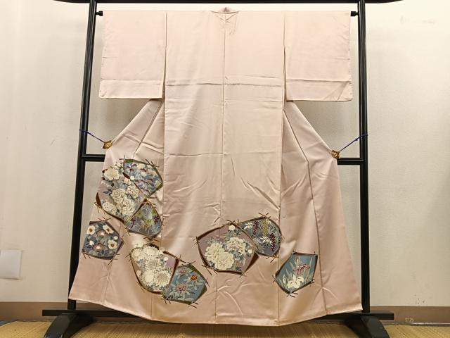 平和屋着物▽豪華色留袖 単衣 駒刺繍 正倉院天井花