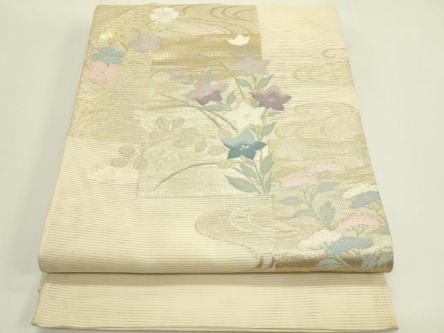 長閑やかさ屋御召しもの＊夏物 六通柄袋帯 秋草文 金糸 正絹 珠玉 CABH5723rv