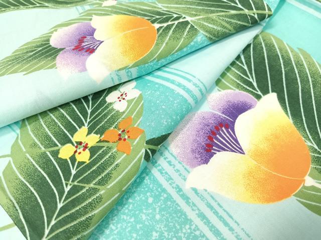 長閑やかさ屋御召しもの∴夏物 浴衣 顕花植物抜け道 綿 珠玉 CABG1983vp