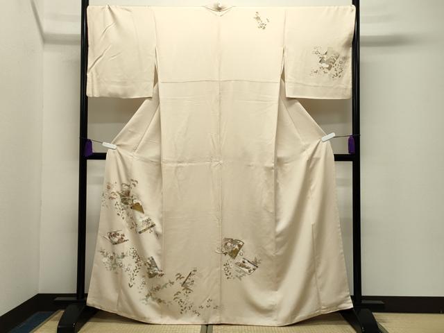 平和屋着物●訪問着 駒刺繍 冊子花文 金彩 正絹 逸品 CABG4645gh|平和屋