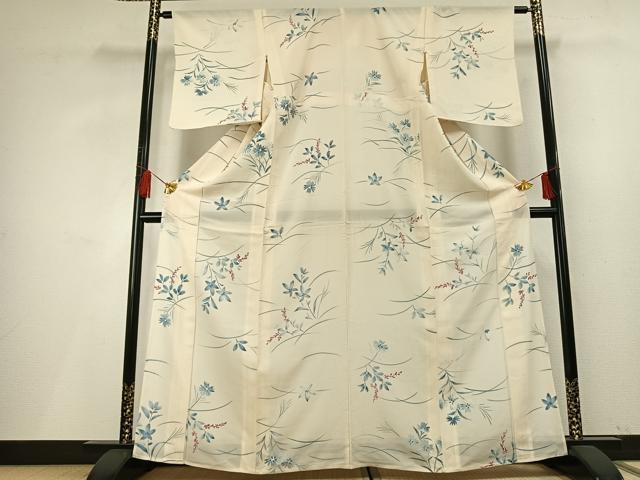 平和屋着物＊夏物 小紋 絽 手描き 草花文 正絹 逸品 AABF5695fy｜平和屋