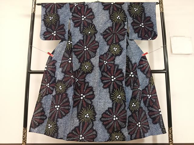 長閑やかさ屋御召しもの∴夏物 浴衣 有松鳴海絞り 舞花文 綿 珠玉 CABG1996vp