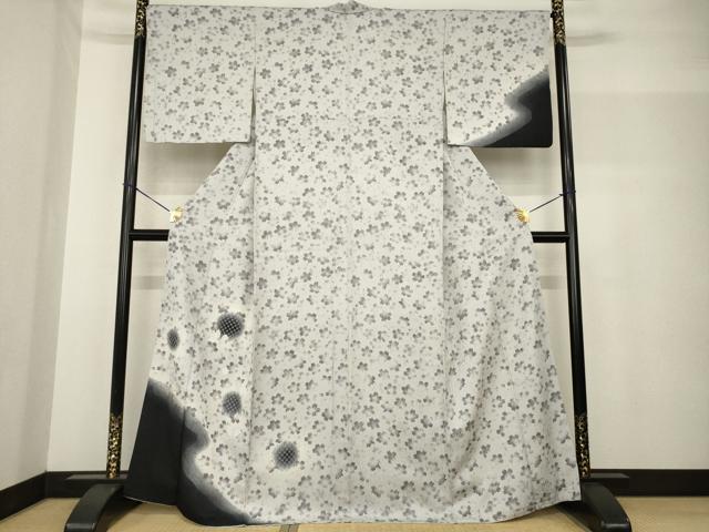 平和屋着物●訪問着　中国三大刺繍　スワトウ刺繍　汕頭刺繍　雪輪花文　うさぎ　桜　正絹　逸品　AABF8174ck｜平和屋