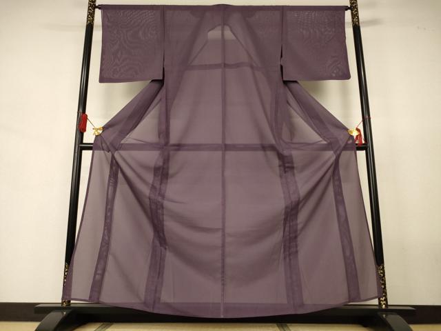 長閑やかさ屋お召しもの＊夏物 色無地 絽 グレープ薄墨色 洗えるお召しもの AABJ6405jd
