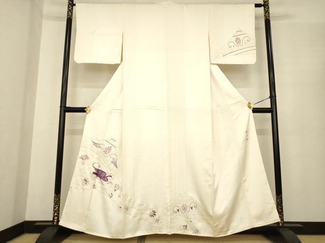 長閑やかさ屋御召しもの●京の高家 じゅらく謹製 天津御姉紫(古代天津御姉紫) 短い訪問着 刺しゅう 花鳥文 金彩 正絹 珠玉 AABE7745ck