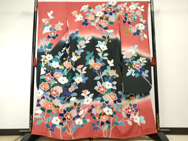 平和屋着物●豪華振袖　友禅　枝花文　暈し染め　正絹　逸品　AABF4264cs｜平和屋