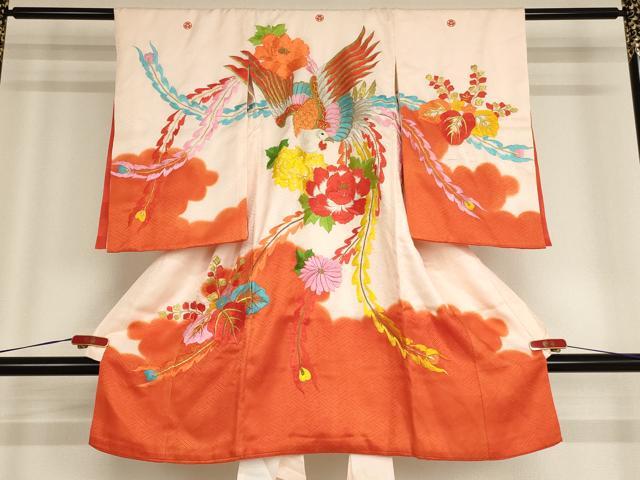 平和屋着物[]お宮参り　女の子　祝着　産着　初着　のしめ　総刺繍　鳳凰花文　暈し染め　金銀糸　逸品　AABE2426ja｜平和屋 14,040円