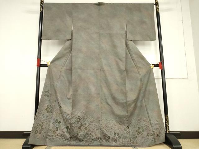 平和屋着物●菅原工房　菅原結作　漢方染紬　訪問着　舞花文　正絹　逸品　AABF2844ck｜平和屋