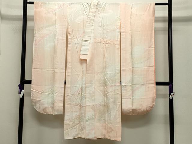 平和屋着物●振袖用長襦袢　無双仕立て　渡橋花地紋　暈し染め　伊勢丹扱い　半衿刺繍　正絹　逸品　CABC8065gh｜平和屋