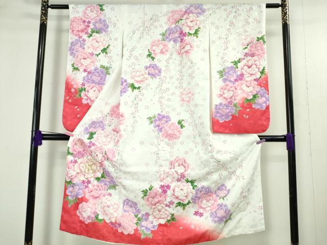 長閑やかさ屋中央局[]飛び切り 七五三 うしろ帯 7歳 祝着 刺しゅう 舞花文 暈し染め 金糸 洗える御召しもの 珠玉 DZAB4926kh6