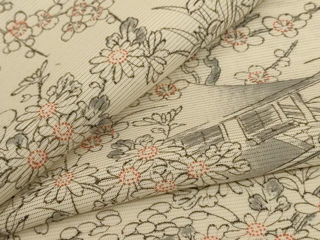 平和屋着物＊夏物 小紋 絽 風景草花文 正絹 逸品 AABG2054jd｜平和屋