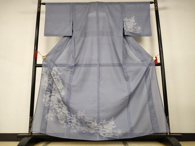 長閑やかさ屋お召しもの＊夏物 短い訪問着 絽 見晴らし文 洗えるお召しもの 未当て嵌める AABJ6406jd