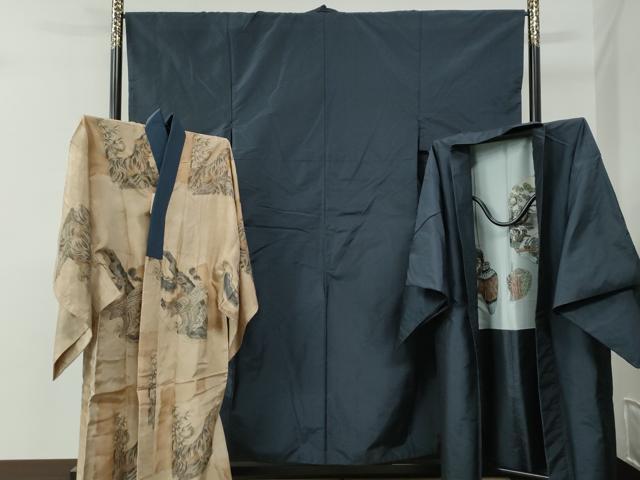 長閑やかさ屋御召しもの●成人男性 発祥地大島紬 合奏団・長襦袢書き割り 吉祥文 正絹 珠玉 CABE2086yc