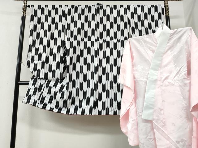 長閑やかさ屋御召しもの●小振袖 二尺袖・長襦袢仕掛ける 矢羽文 洗える御召しもの CABG0104yc