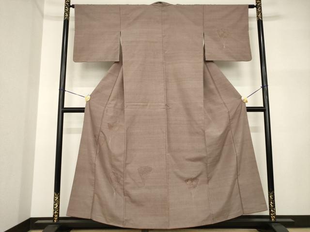 長閑やかさ屋御召しもの●結城紬 短い訪問着 総刺しゅう 中国三大刺しゅう スワトウ刺しゅう 汕頭刺繍 扇子花文 正絹 珠玉 AABI5100ck