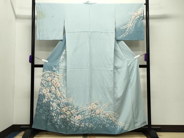 長閑やかさ屋お召しもの●短い訪問着 辻が花 絞り 暈し染め 正絹 珠玉 CABC8098gh
