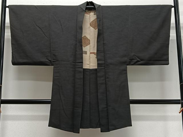 平和屋着物&infin;男性　長羽織　紬地　霞文　正絹　逸品　CABD4676ua｜平和屋