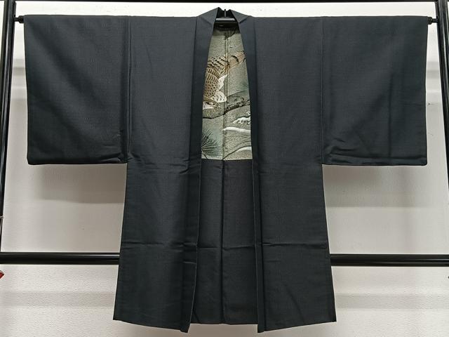 平和屋着物∞男性 長羽織 紬地 霞文 正絹 逸品 CABD4677ua|平和屋