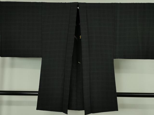 長閑やかさ屋御召しもの∞より良い 成人男性 長羽織 透かし彫り 黒地 羽裏・洋琴 提琴 インストゥルメント 珠玉 DZAB4699kh6