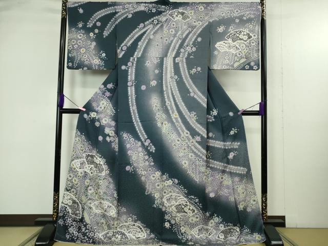 平和屋着物●極上　訪問着　辻が花　地紙　暈し染め　ロング丈　逸品　新品　DZAB4934kh6｜平和屋