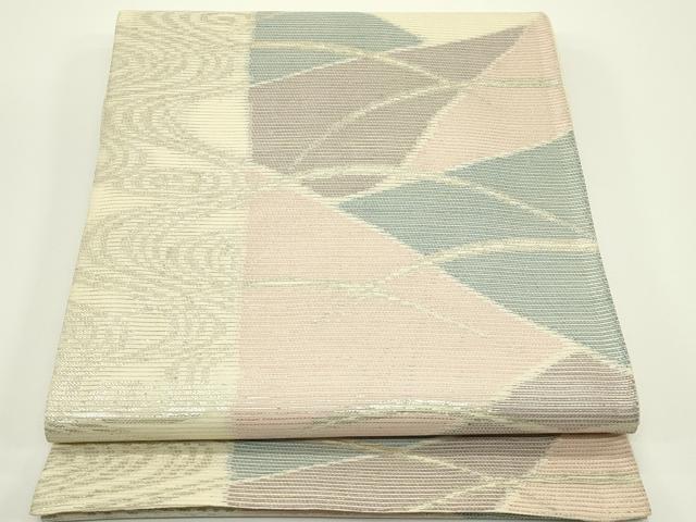 平和屋着物＊夏物　六通柄袋帯　切嵌流水芝草文　銀糸　正絹　逸品　CABJ1954rv｜平和屋