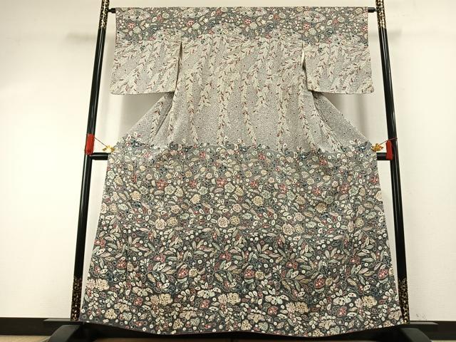 長閑やかさ屋御召しもの●短い訪問着 辻が花 暈し染め 正絹 珠玉 未当て嵌める AABI1255fy