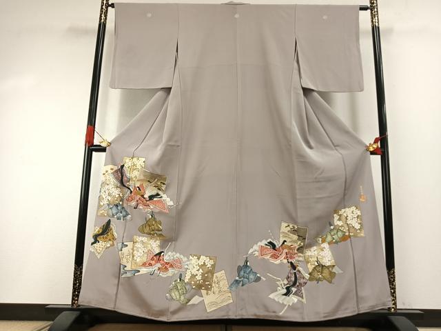 長閑やかさ屋御召しもの●金彩友禅絵描き 金彩の巫女寄せ師 堀省平 金煌織 色留袖 重要人物色紙重ね花文 本金当て嵌める 正絹 珠玉 AABI1256fy