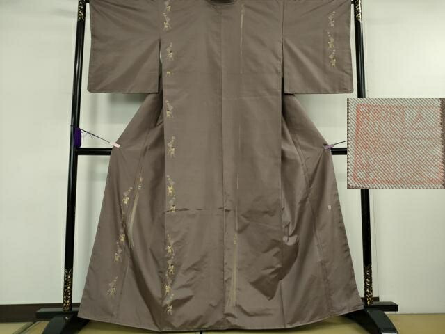 長閑やかさ屋中央局●御前上等 山口芸術布切れ 皇室 伊勢神宮御用 西陣織 短い訪問着 刺し子 総刺しゅう 紬地 定火消し 纏 濃縮された日本の首都薄墨色地 珠玉 未当て嵌める DZAB6741kh6