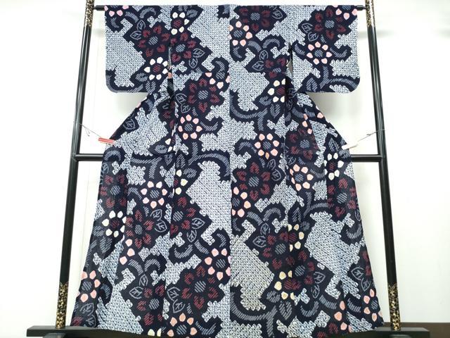 平和屋着物∴夏物 浴衣 有松鳴海絞り 花唐草文 綿 逸品 CABA0797ng|平和屋