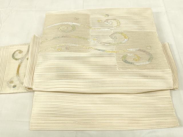 長閑やかさ屋お召しもの＊夏物 絽綴れ つけ帯 水筋文 現ナマ糸 正絹 珠玉 DABC8078糎