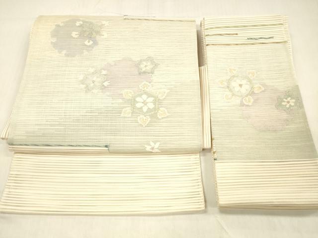 長閑やかさ屋御召しもの＊夏物 絽綴れ つけ帯 舞花文 現ナマ糸 正絹 珠玉 DABC8084糎