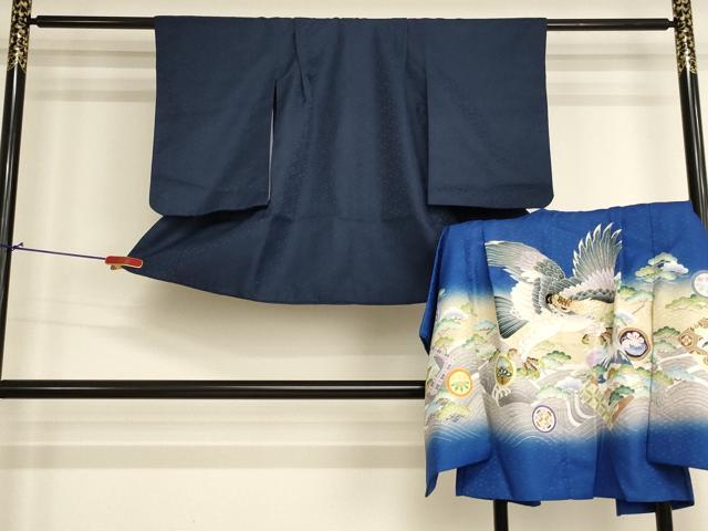 平和屋着物[]七五三　男の子　祝着・羽織セット　刺繍　鷹　松　暈し染め　金糸　AABJ5717ja｜平和屋