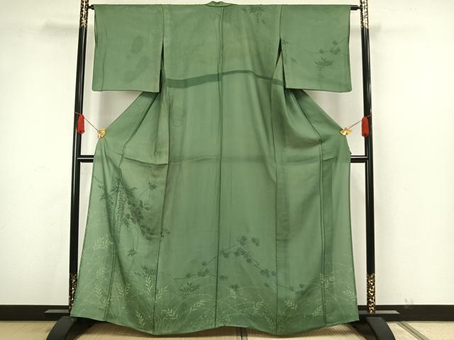 平和屋着物▽訪問着　無双　紗袷　紗&times;絽　手描き　草花文　正絹　逸品　AAAW7887fy｜平和屋