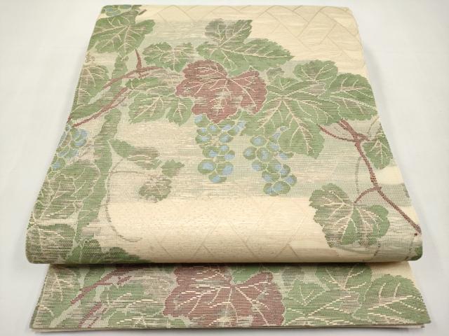 平和屋着物＊夏物　全通柄　本袋帯　葡萄蔦の葉文　金糸　正絹　逸品　CABK1867tx｜平和屋