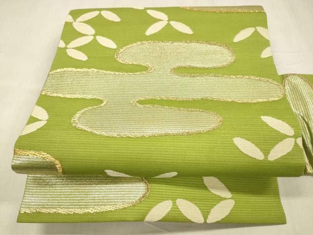 長閑やかさ屋お召しもの＊夏物 九寸名古屋帯 霞文 現ナマ糸 正絹 珠玉 DABE6152糎