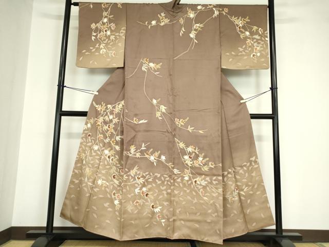 平和屋着物●訪問着　駒刺繍　橘　暈し染め　金彩　正絹　逸品　DABA4595az｜平和屋