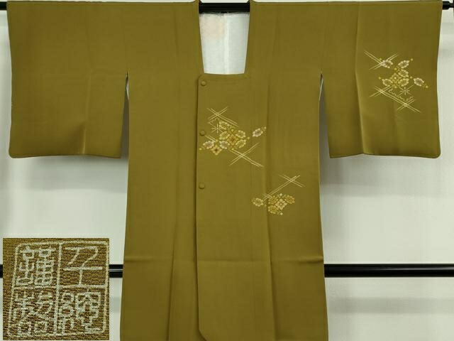 長閑やかさ屋中央局∞御前上等 打ち立てる460年・千總 道行厚地の外套 ロング丈 刺しゅう 花菱 海幸赤銅色地 珠玉 DZAB6747kh6