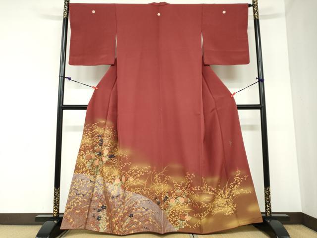 長閑やかさ屋御召しもの●晴れ晴れしい色留袖 絵描き物 被子植物文 現ナマ彩 正絹 珠玉 DABB0867ud