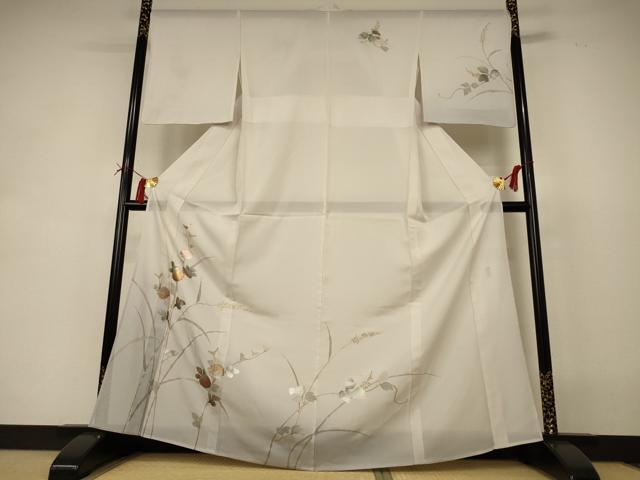 長閑やかさ屋御召しもの＊夏物 短い訪問着 絽 絵書き物 顕花植物文 暈し染め 現ナマ彩 鈴乃屋取りまわし 正絹 珠玉 AABI4754jd