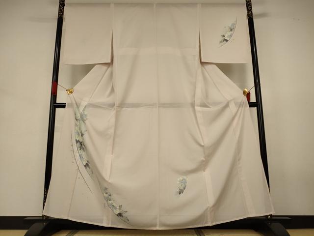 長閑やかさ屋お召しもの＊夏物 短い訪問着 絽 友禅 顕花植物文 暈し染め 洗えるお召しもの AABJ6450jd