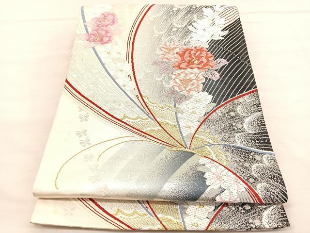 楽天市場】平和屋着物◎六通柄袋帯 唐織 舞蝶花唐草文 黒地 金銀糸