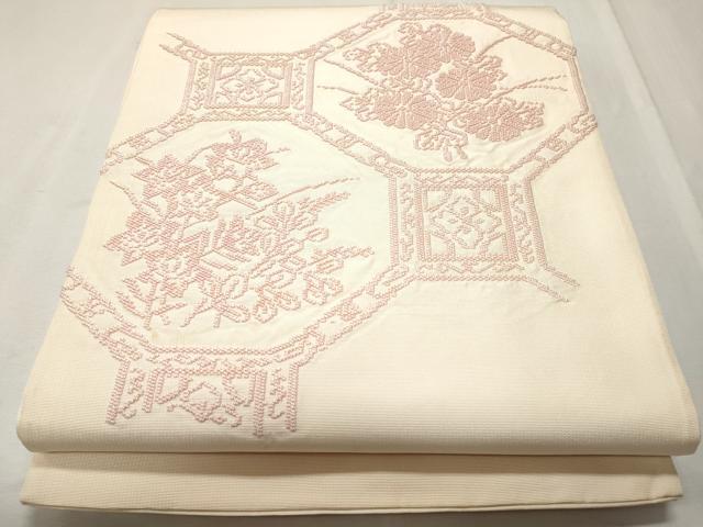 平和屋着物◎太鼓柄袋帯 総刺繍 駒刺繍 束ね熨斗吉祥文 正絹