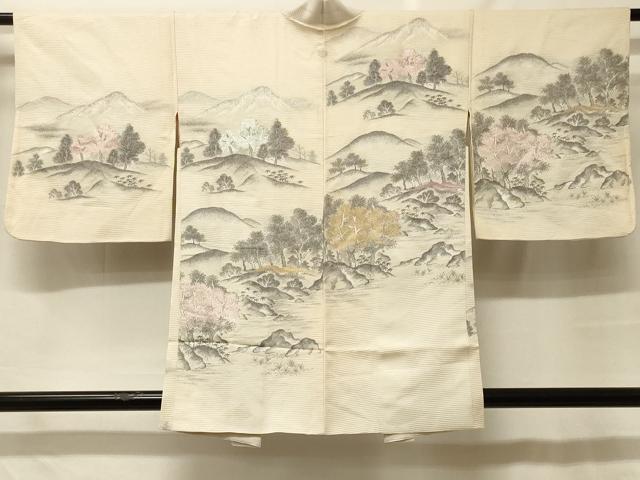 長閑やかさ屋御召しもの＃羽織 寿光織 遠山見晴らし文 現ナマ糸 正絹 珠玉 CABF8974インチ