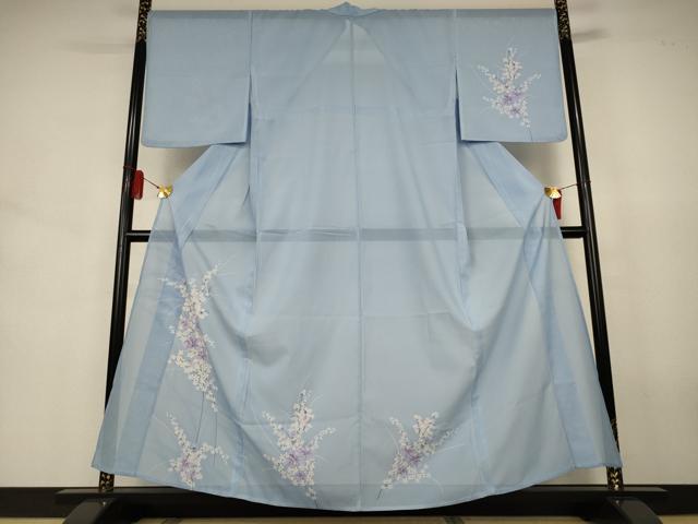 長閑やかさ屋お召しもの＊夏物 短い訪問着 絽 顕花植物文 洗えるお召しもの AABJ6453jd